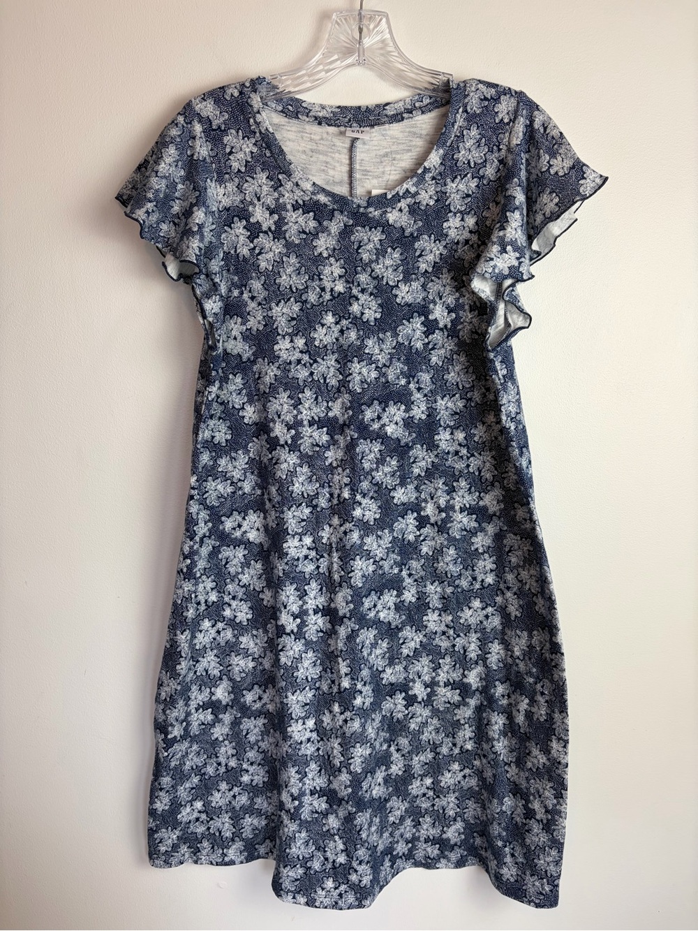 GAP Navy Floral Ruffle Sleeve Dress